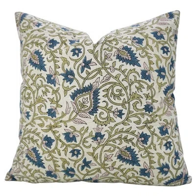 Fabdivine Ethnic-inspired Handmade Linen Pillow Cover For Any Room, Hawamahal, Dark Blue