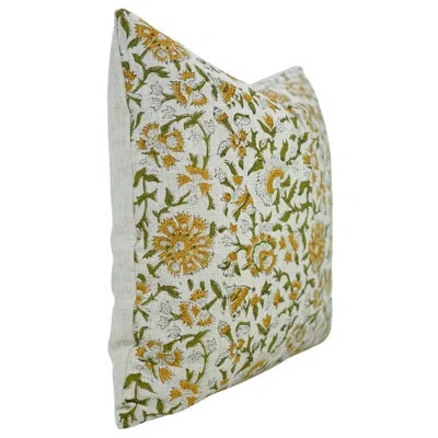 Fabdivine Fabdivaine Viscose Linen Hand Block Print , Yellow, Pushplata