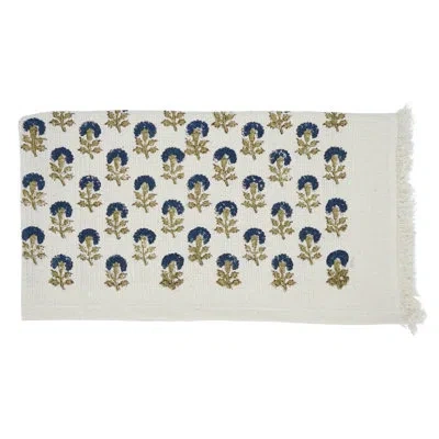 Fabdivine Floral 100% Cotton Hand Block Print Waffle Hand Towels 17x32 Perfect For Your Home's Aesthetic And C In Dark Blue