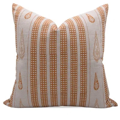Fabdivine Floral 100% Linen Indoor/outdoor Pillow Cover In Orange