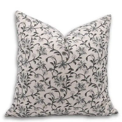 Fabdivine Floral Cotton Indoor/outdoor Pillow Cover In Beige,gray