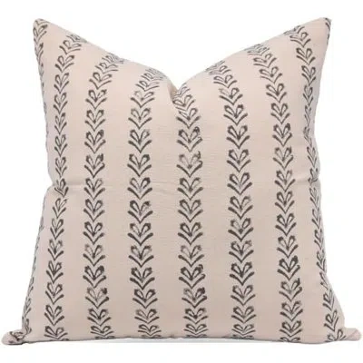 Fabdivine Floral Cotton Indoor/outdoor Pillow Cover In Black Beige