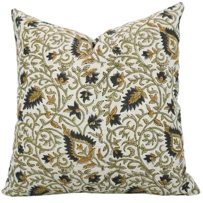 Fabdivine Floral Cotton Indoor/outdoor Pillow Cover In Blue