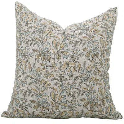 Fabdivine Floral Cotton Indoor/outdoor Pillow Cover In Blue