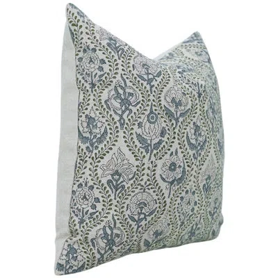 Fabdivine Floral Cotton Indoor/outdoor Pillow Cover In Blue