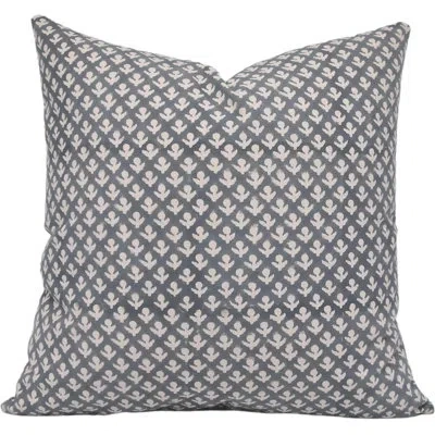 Fabdivine Floral Cotton Indoor/outdoor Pillow Cover In Blue