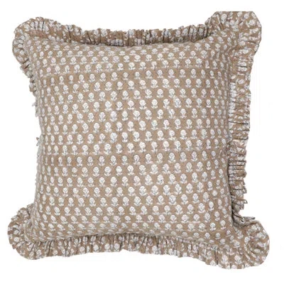 Fabdivine Floral Cotton Indoor/outdoor Pillow Cover In Brown