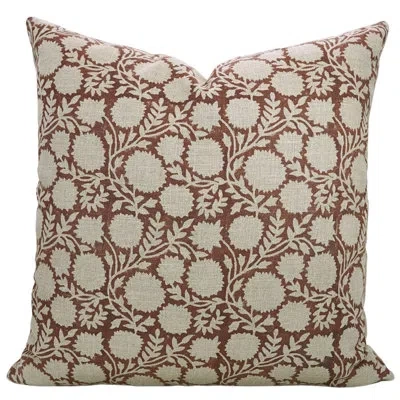 Fabdivine Floral Cotton Indoor/outdoor Pillow Cover In Brown