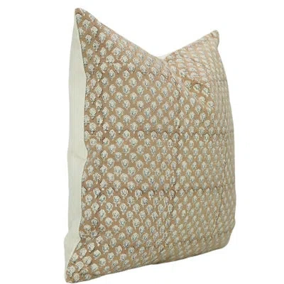 Fabdivine Floral Cotton Indoor/outdoor Pillow Cover In Brown