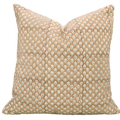 Fabdivine Floral Cotton Indoor/outdoor Pillow Cover In Brown