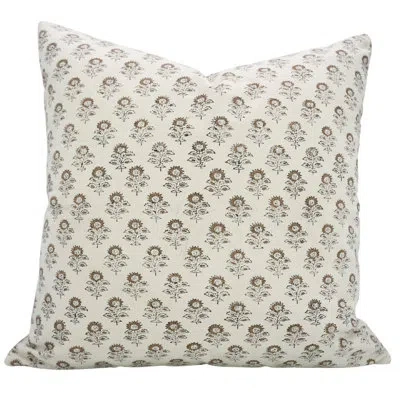 Fabdivine Floral Cotton Indoor/outdoor Pillow Cover In Brown