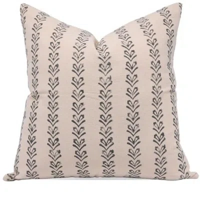 Fabdivine Floral Cotton Indoor/outdoor Pillow Cover In Gray