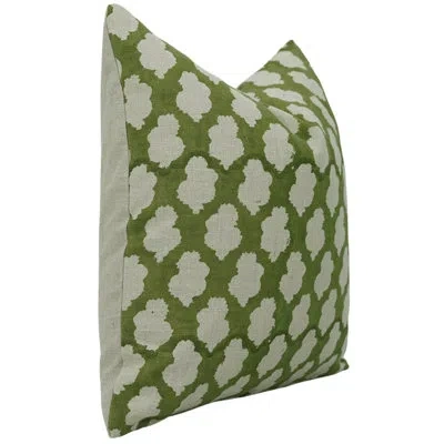 Fabdivine Floral Cotton Indoor/outdoor Pillow Cover In Green