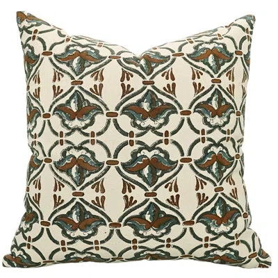 Fabdivine Floral Cotton Indoor/outdoor Pillow Cover In Green