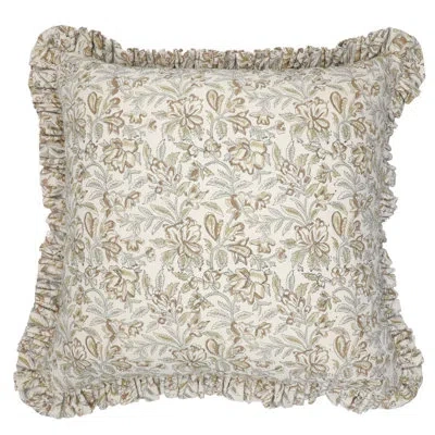 Fabdivine Floral Cotton Indoor/outdoor Pillow Cover In Green