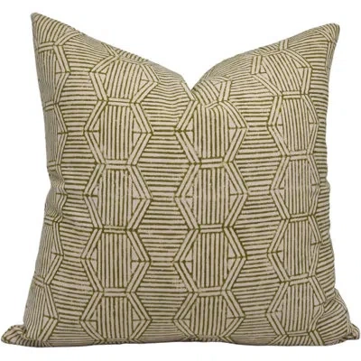 Fabdivine Floral Cotton Indoor/outdoor Pillow Cover In Green