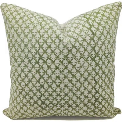 Fabdivine Floral Cotton Indoor/outdoor Pillow Cover In Green