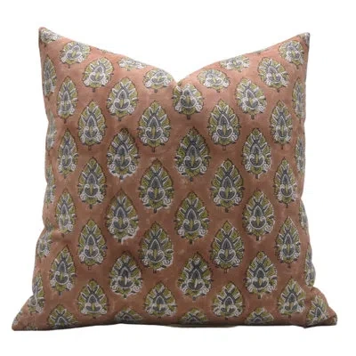 Fabdivine Floral Cotton Indoor/outdoor Pillow Cover In Green