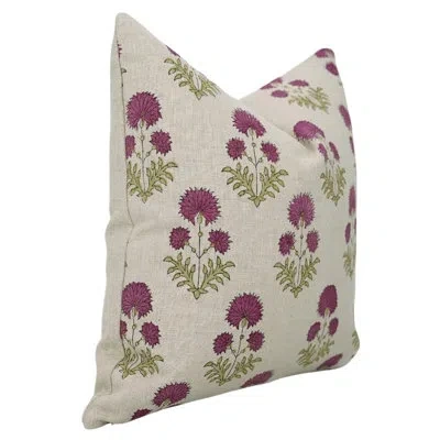Fabdivine Floral Cotton Indoor/outdoor Pillow Cover In Green;pink