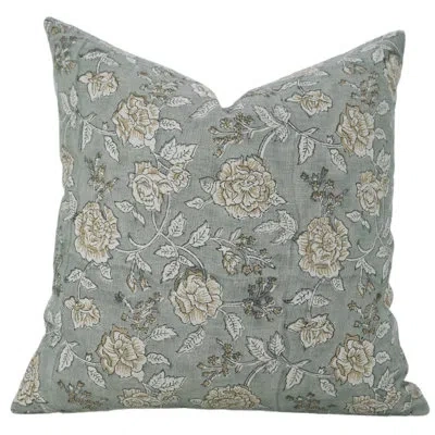 Fabdivine Floral Cotton Indoor/outdoor Pillow Cover In Grey
