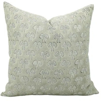 Fabdivine Floral Cotton Indoor/outdoor Pillow Cover In Light Green