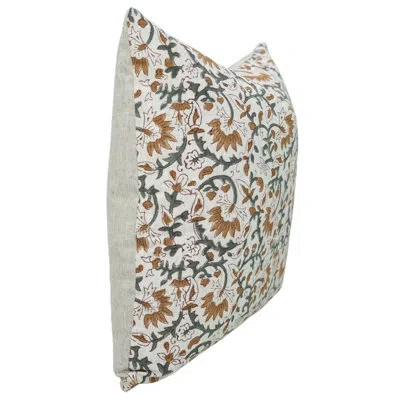 Fabdivine Floral Cotton Indoor/outdoor Pillow Cover In Orange