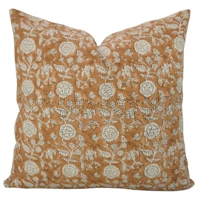 Fabdivine Floral Cotton Indoor/outdoor Pillow Cover In Orange