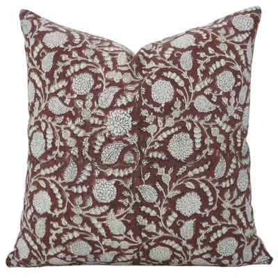 Fabdivine Floral Cotton Indoor/outdoor Pillow Cover In Red