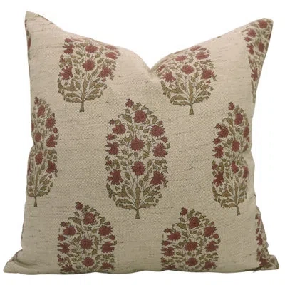Fabdivine Floral Cotton Indoor/outdoor Pillow Cover In Red