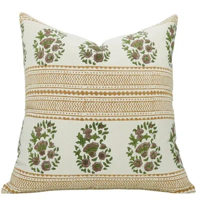 Fabdivine Floral Cotton Indoor/outdoor Pillow Cover In Rust