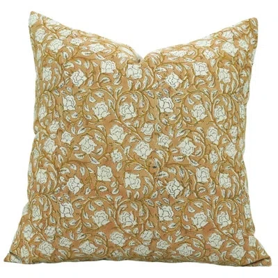 Fabdivine Floral Cotton Indoor/outdoor Pillow Cover In White;yellow