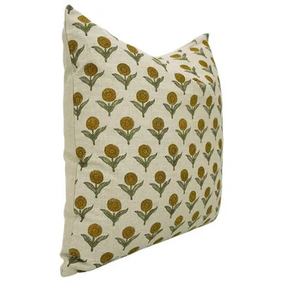 Fabdivine Floral Cotton Indoor/outdoor Pillow Cover In Yellow