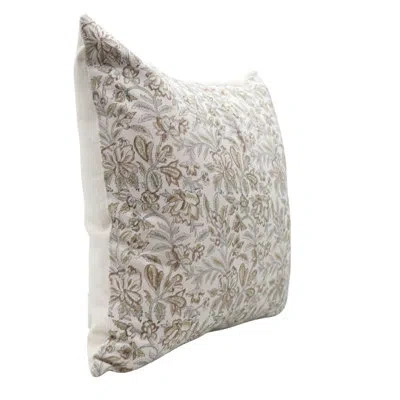 Fabdivine Floral Cotton Indoor/outdoor Reversible Pillow Cover In Brown