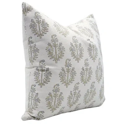 Fabdivine Floral Cotton Indoor/outdoor Reversible Pillow Cover In White