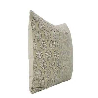 Fabdivine Floral Hand Block Cushion Cover Decorative For Farmhouse, Living Room Panchi In Gray