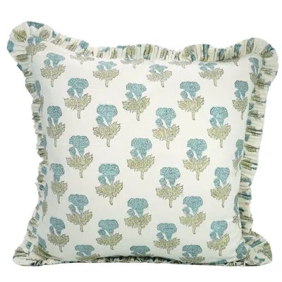 Fabdivine Floral Home Décor For Summer, Winter, Handmade Block Print, Blue, Manmohan In Blue;yellow
