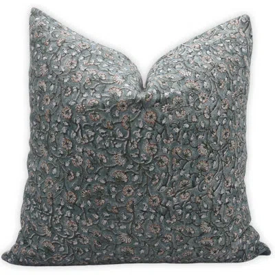 Fabdivine Floral Linen Indoor Pillow Cover In Green