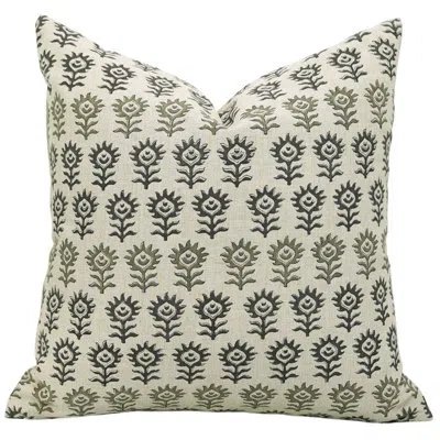 Fabdivine Floral Linen Indoor/outdoor Pillow Cover