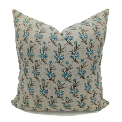 Fabdivine Floral Linen Indoor/outdoor Pillow Cover In Beige Floral 2