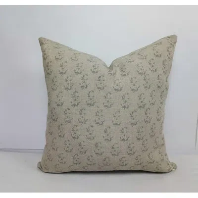 Fabdivine Floral Linen Indoor/outdoor Pillow Cover In Beige Floral 2