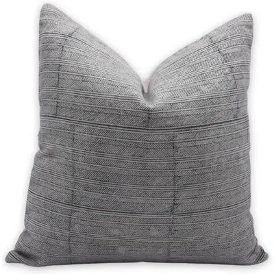 Fabdivine Floral Linen Indoor/outdoor Pillow Cover In Black