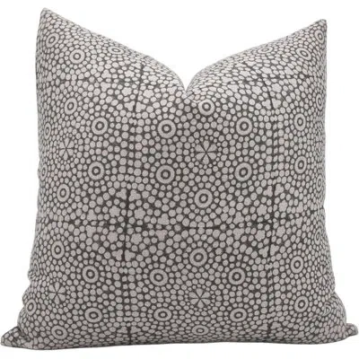 Fabdivine Floral Linen Indoor/outdoor Pillow Cover In Black