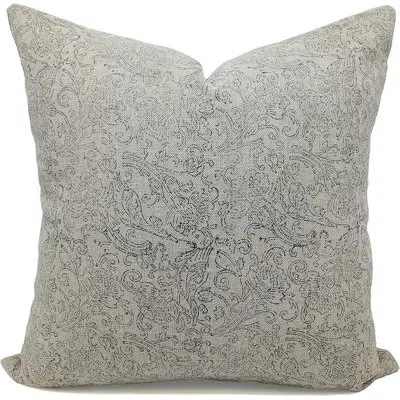 Fabdivine Floral Linen Indoor/outdoor Pillow Cover In Black