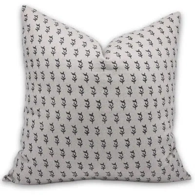 Fabdivine Floral Linen Indoor/outdoor Pillow Cover In Black
