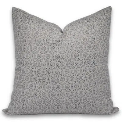 Fabdivine Floral Linen Indoor/outdoor Pillow Cover In Blue