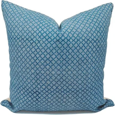 Fabdivine Floral Linen Indoor/outdoor Pillow Cover In Blue