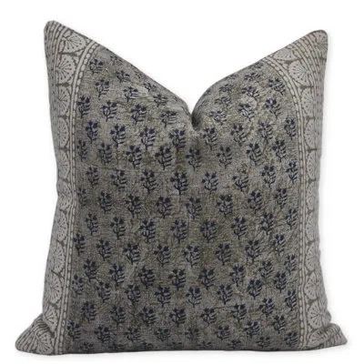 Fabdivine Floral Linen Indoor/outdoor Pillow Cover In Blue,green,beige Floral 1
