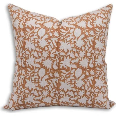 Fabdivine Floral Linen Indoor/outdoor Pillow Cover In Brown