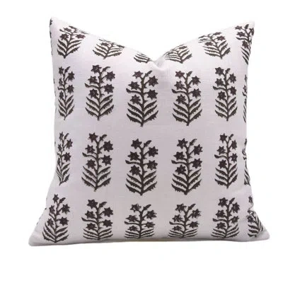 Fabdivine Floral Linen Indoor/outdoor Pillow Cover In Brown