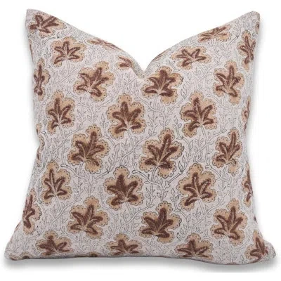 Fabdivine Floral Linen Indoor/outdoor Pillow Cover In Brown